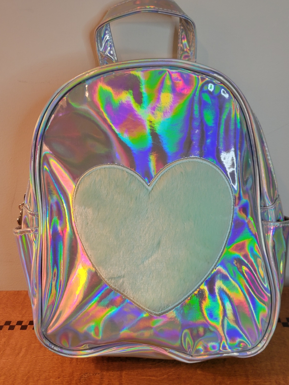 Limited Too Iridescent Holographic Backpack with Mint Heart